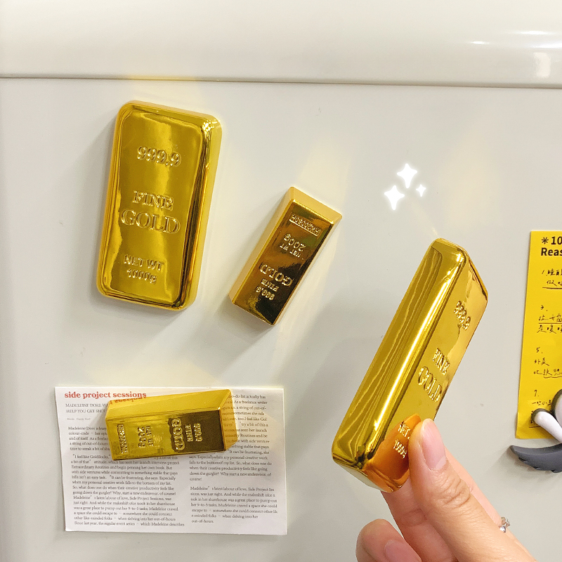 Wine Beer Fridge - Gold Bar Refrigerator Magnet Personality Creative