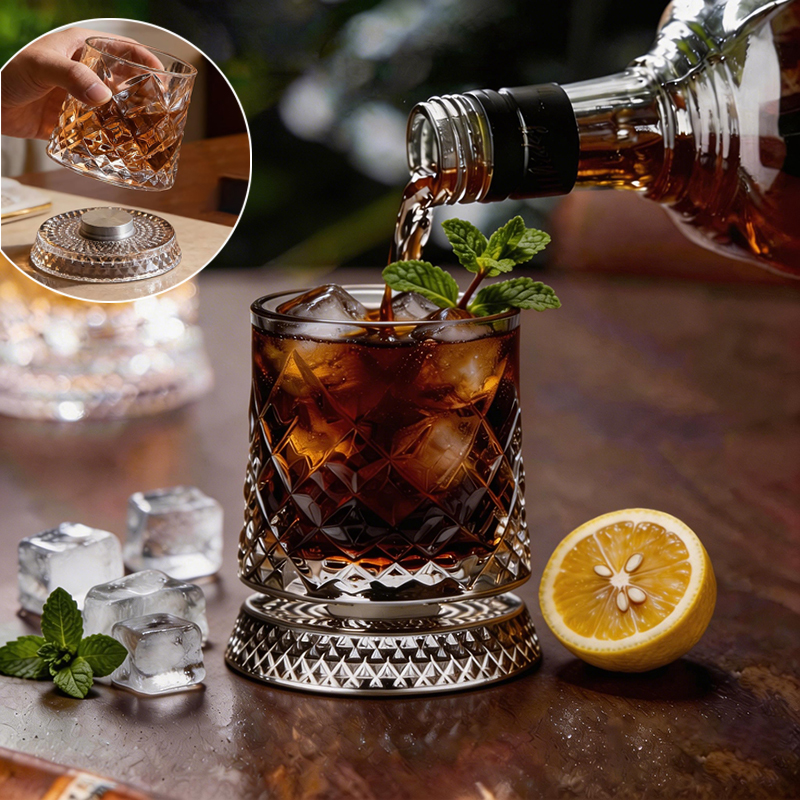 Wine Beer Whiskey - 280ml Rotate Whiskey Glasses with Glass