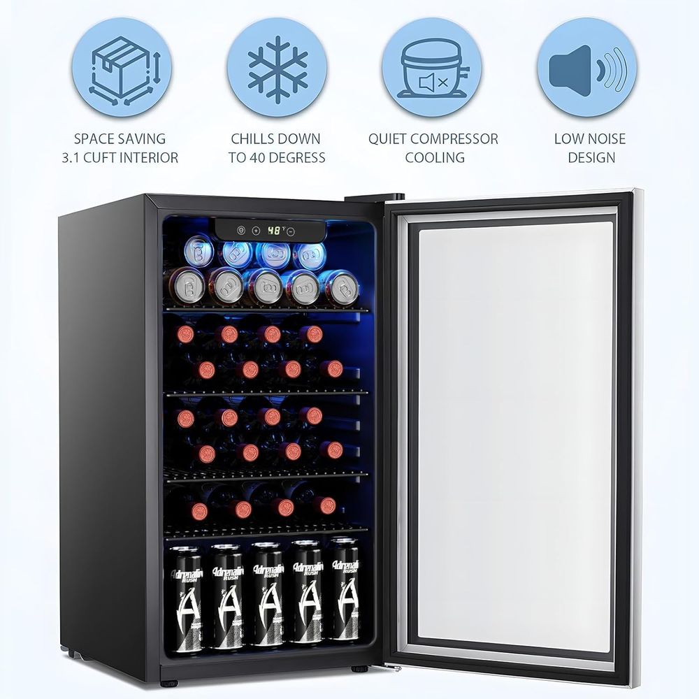 Wine Beer Mini Fridge - 26 Bottle 130 Can Wine Cooler