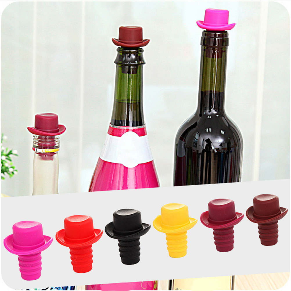 Wine Beer Glass Set - 5Pcs Hat Shaped Silicone Wine Bottle