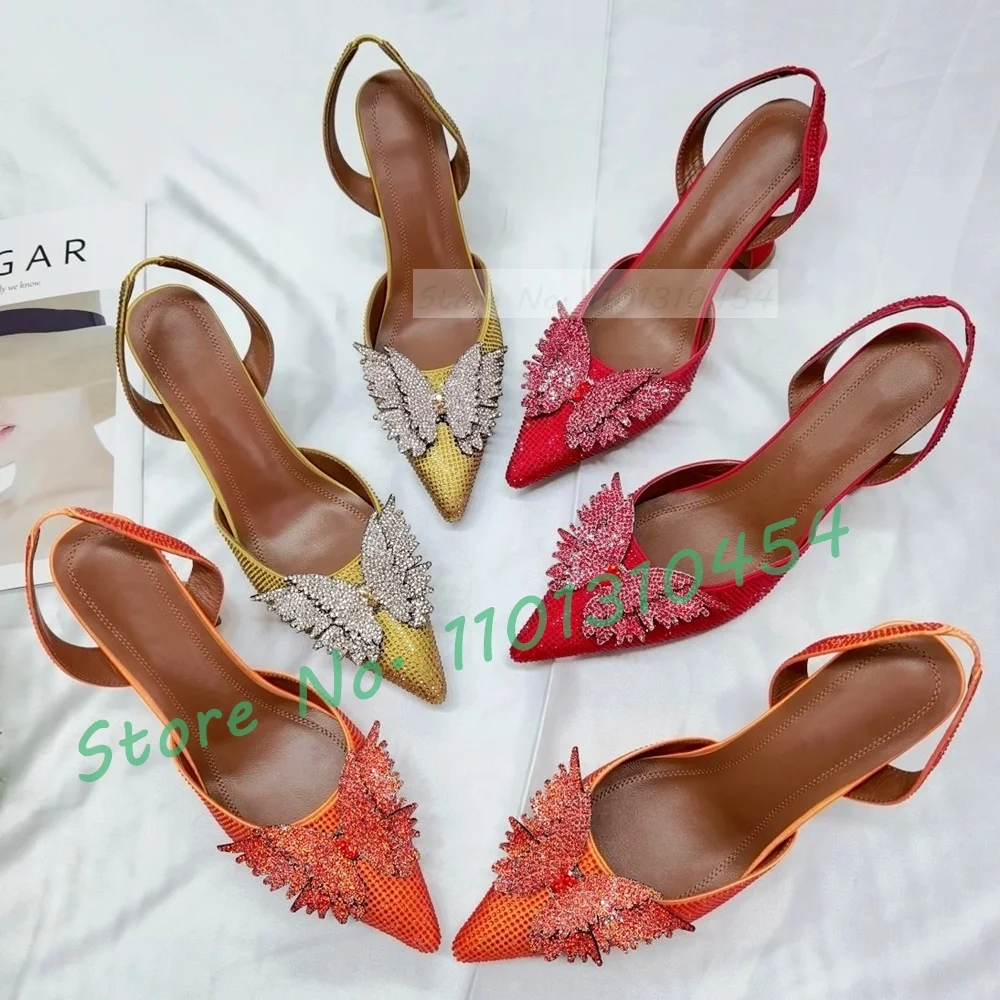 Wine & Beer Guayaquil - Crystal Butterfly Pointy Sandals Women Bling