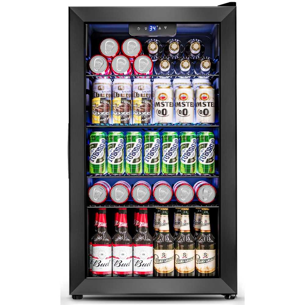 Wine Beer Fridge Small - 3.2 Cu.Ft Compact Beverage Fridge with