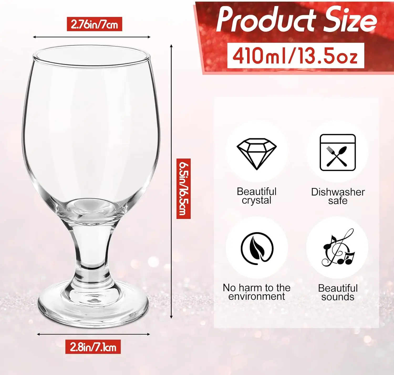 Set of 48 Clear Glasses 13.5 o - Wine Beer Glass Set 评论和价格
