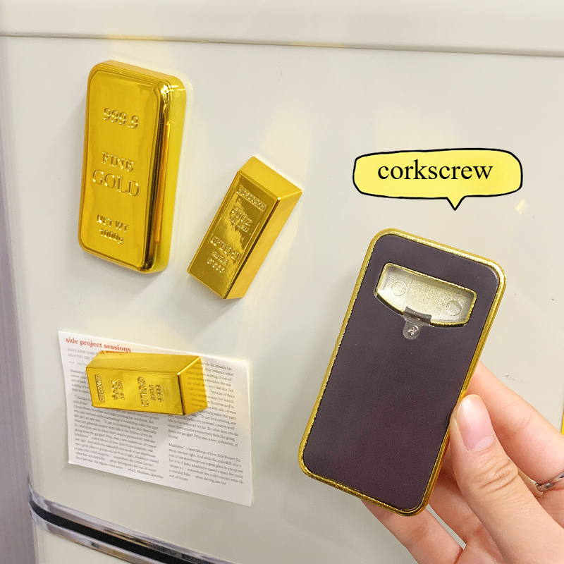 Gold Bar Refrigerator Magnet P - Wine Beer Fridge 评论和价格