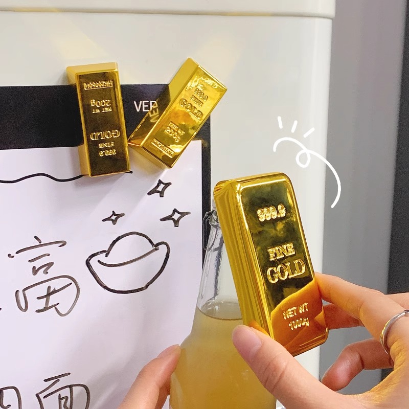 Gold Bar Refrigerator Magnet P - Wine Beer Fridge 评论和价格
