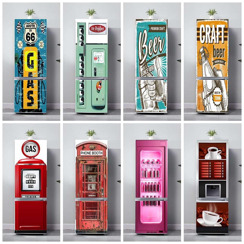 Retro Phone Booth Printed Refr - Wine Beer Fridge 评论和价格