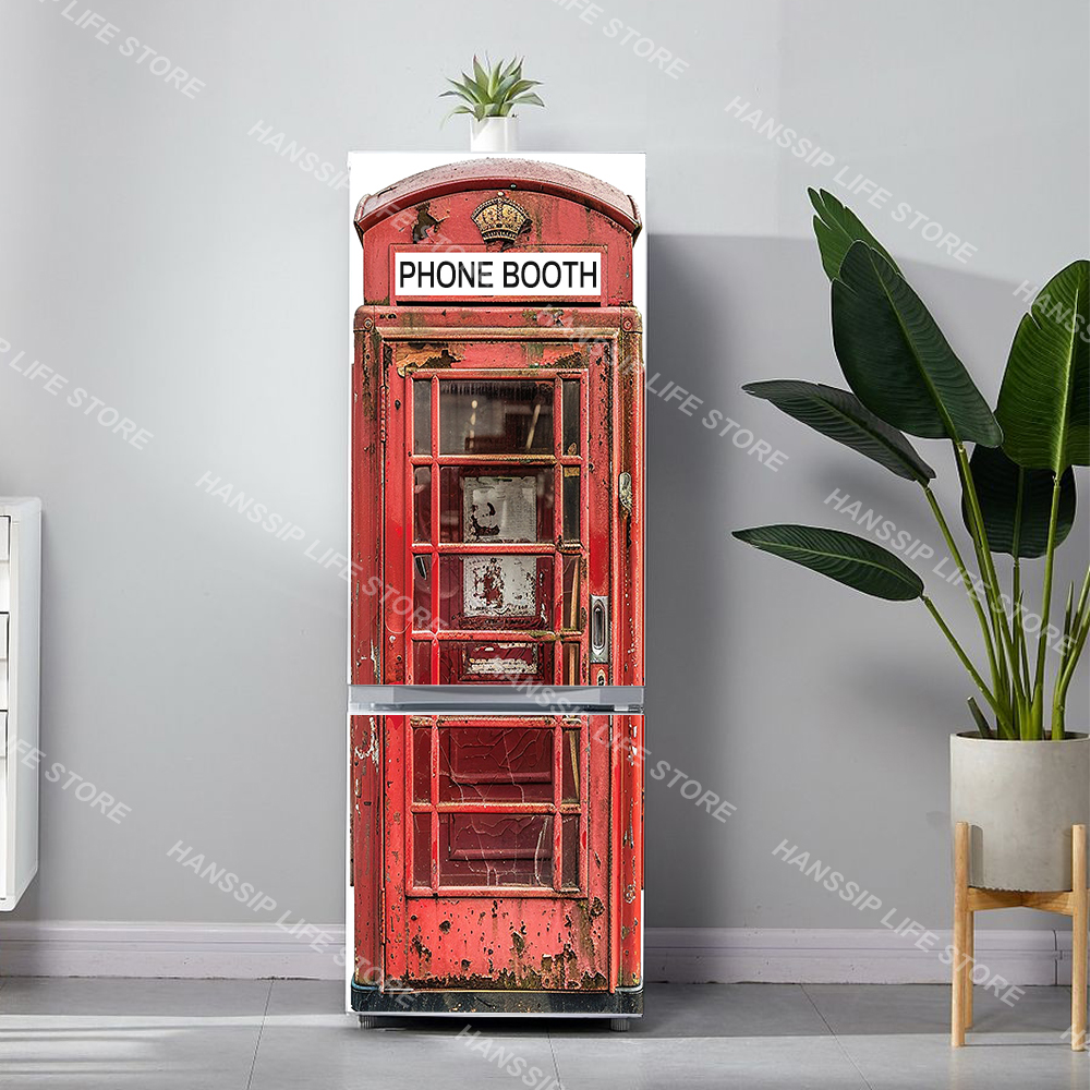 Retro Phone Booth Printed Refr - Wine Beer Fridge 评论和价格