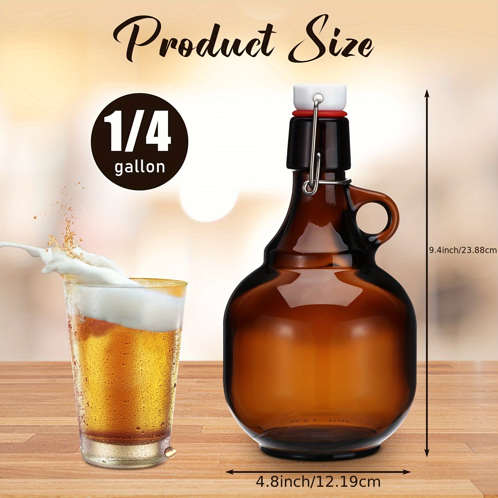 4pcs Amber Glass Growlers for  - Wine Beer Cider 评论和价格