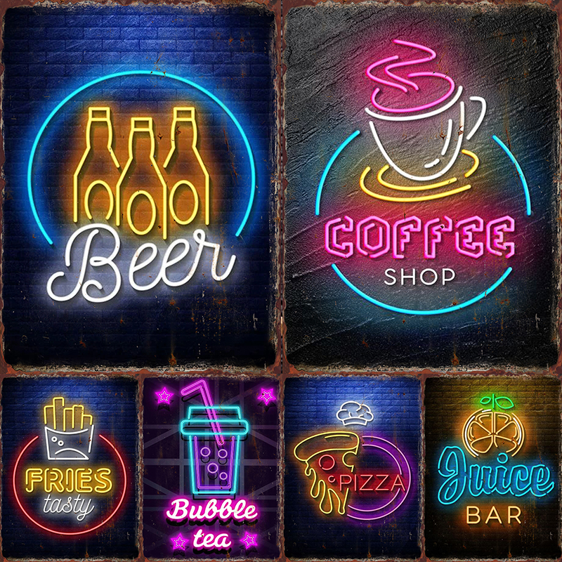Neon Beer Metal Tin Label Food - Wine Beer Restaurant 评论和价格