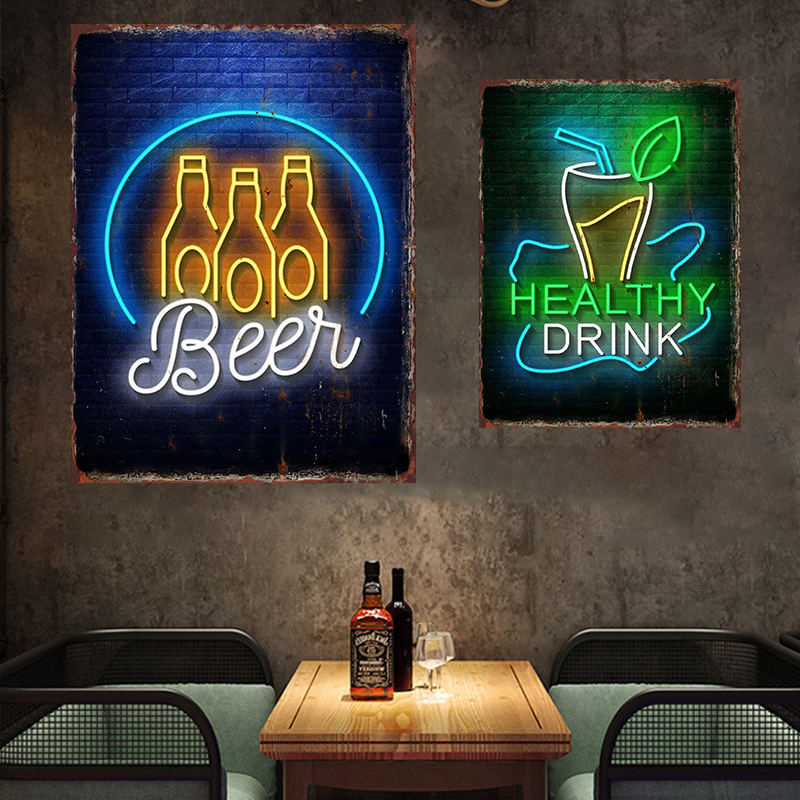 Neon Beer Metal Tin Label Food - Wine Beer Restaurant 评论和价格