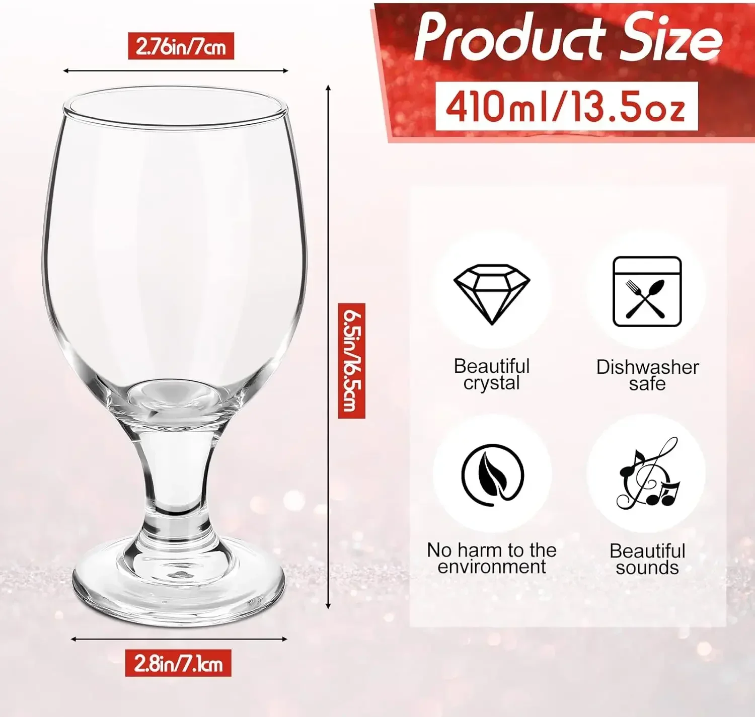 Set of 48 Clear Glasses 13.5 o - Wine Beer Glass Set 评论和价格