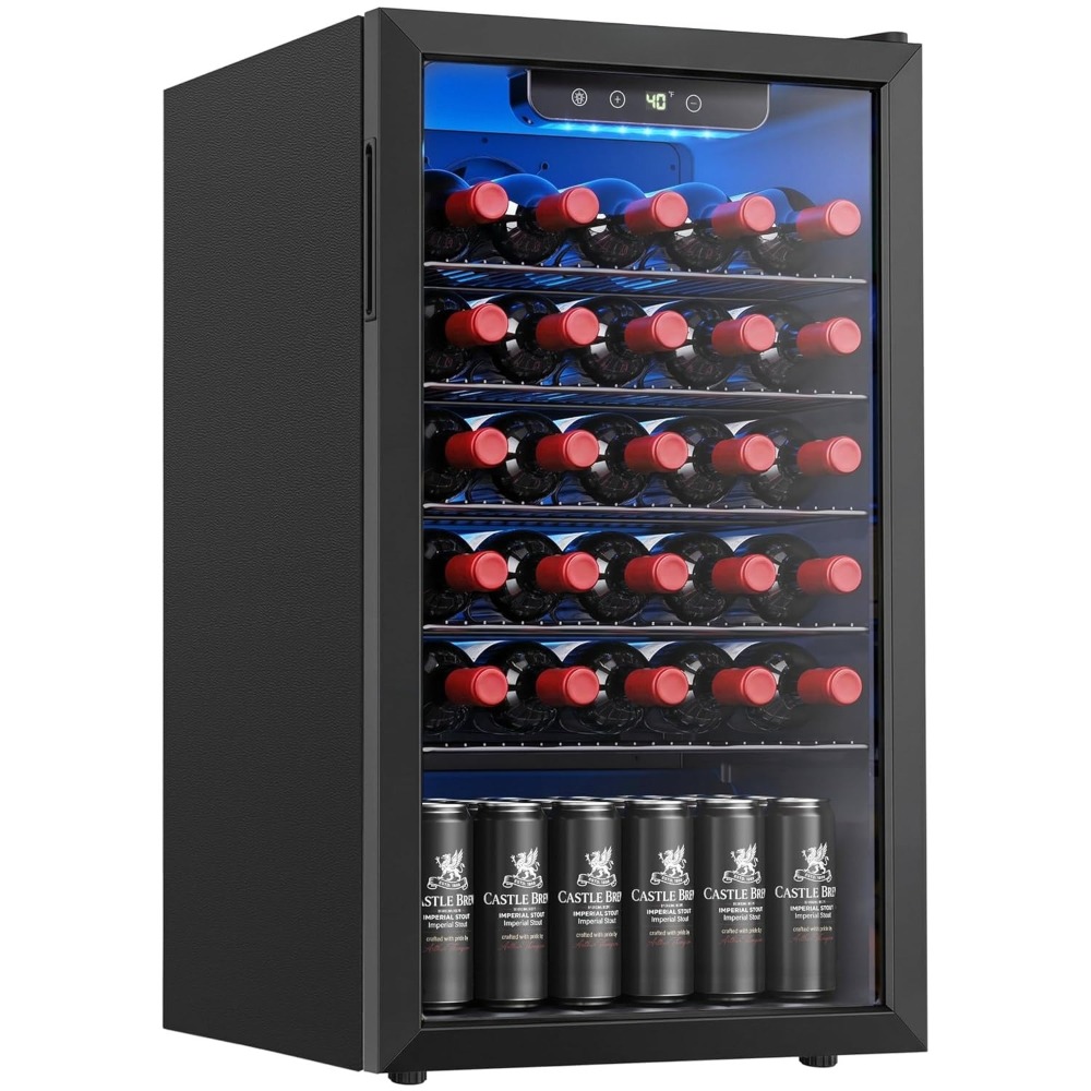 125-Can Beverage Cooler, Glass - Wine Beer Mini Fridge 评论和价格