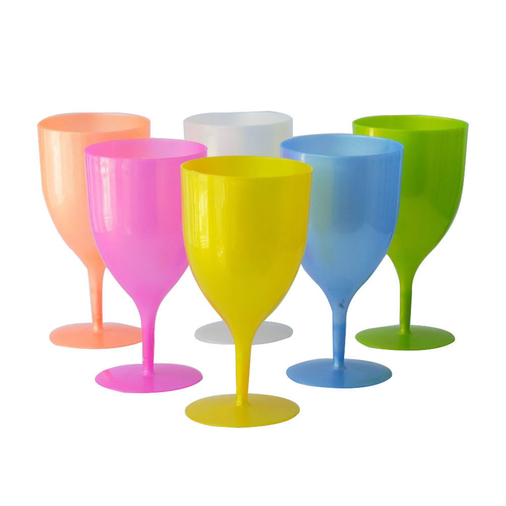 6Pcs Colorful Plastic Goblet S - Wine Beer Glass Set 评论和价格