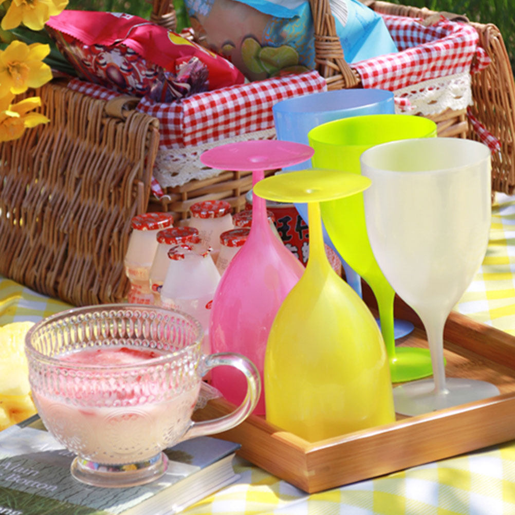 6Pcs Colorful Plastic Goblet S - Wine Beer Glass Set 评论和价格