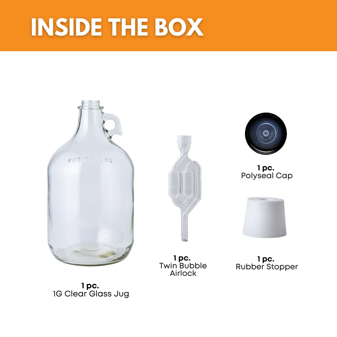 1 Gallon Glass Jug with Airloc - Wine Beer Cider 评论和价格