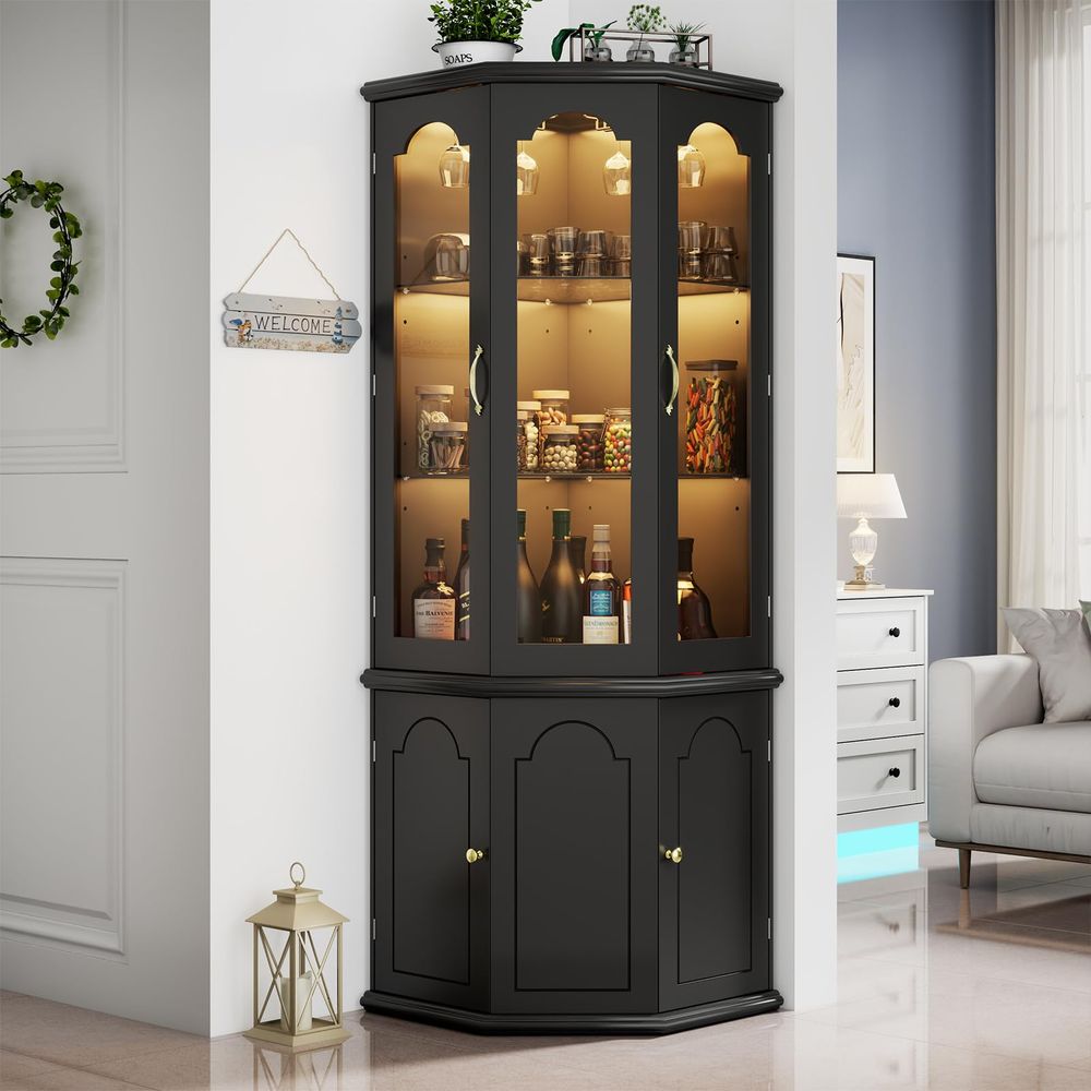 Corner Bar Cabinet w LED Light - Wine & Beer Guayaquil 评论和价格